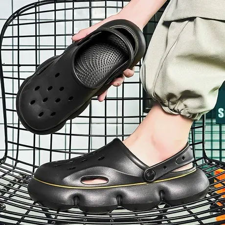 防水鞋厚底水鞋男款2023夏季情侣外穿胶鞋男防水防滑踩屎感厨师鞋商品大图