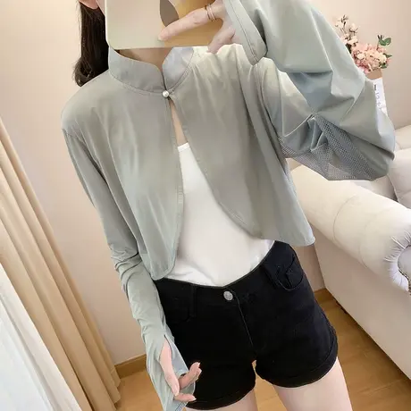 防晒衣女款夏季2023新款防紫外线女士短款罩衫骑车防晒服披肩外套图片