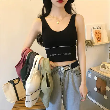 辣妹无钢圈美背文胸带胸垫抹胸裹胸内搭别致打底小吊带背心女上衣图片