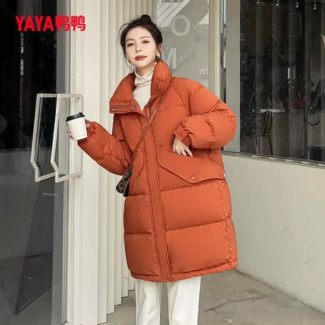 鸭鸭羽绒服女2023秋冬新款轻羽绒长款立领宽松时尚休闲保暖外套D图片