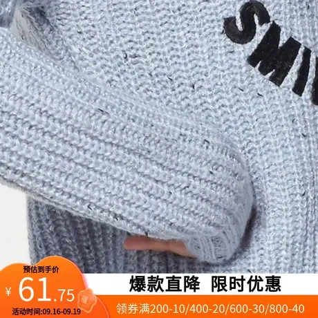 艾格2022女装冬装时尚百搭休闲宽松长袖高领连帽针织衫Y11商品大图