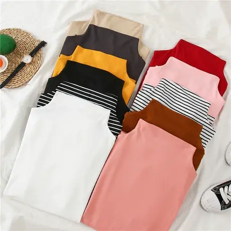 2023新款春秋冬季新款内搭半高领打底衫白色洋气长袖t恤女上衣服图片