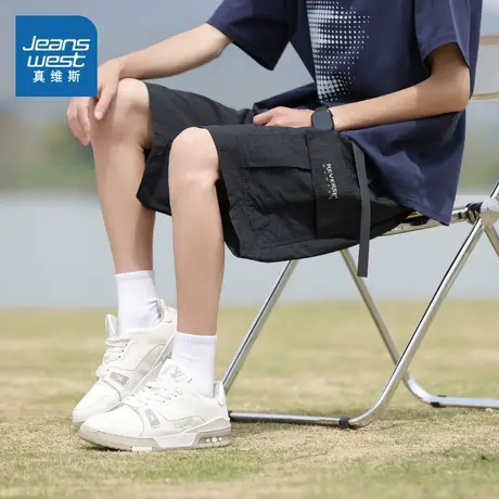 E5真维斯男高街百搭工装短裤2025夏季新款男时尚宽松休闲五分裤商品大图
