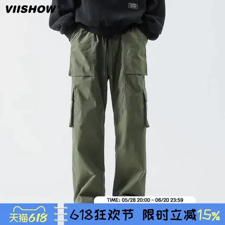 VIISHOW美式oversize裤子高街in潮牌男春秋直筒宽松阔腿工装裤子商品大图