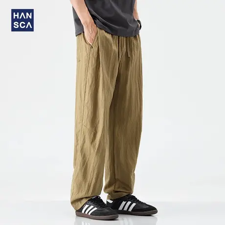 hansca日系莱赛尔凉感休闲裤男款2025新款夏季超薄透气直筒长裤子商品大图