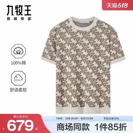 [商场同款]九牧王男装2025春夏新款时尚纯棉舒适柔软男款短袖T恤商品大图