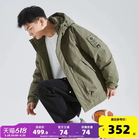 唐狮2024冬季新款羽绒服男连帽短款工装派克服加厚保暖青少年外套商品大图