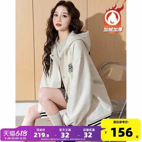 唐狮2025春季新款女外套学院风宽松时尚加厚卫衣开衫连帽超好看k图片