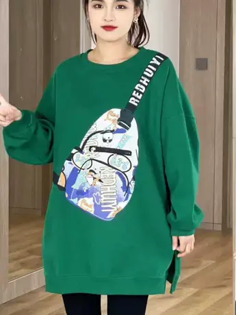 网红爆款2023夏季胸包包卫衣胖妹妹显瘦时尚宽松潮ins个性T恤洋气商品大图