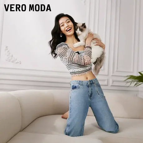 Vero Moda奥莱夏季清仓时尚甜美辣妹泡泡袖短款雪纺T恤百搭上衣女商品大图