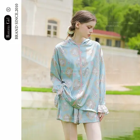 Bananagirl睡衣女套春夏新款冰丝凉感卡通少女三件套家居服可外穿商品大图
