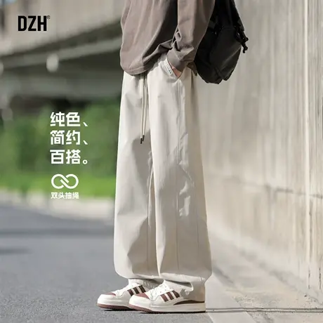 男士卡其色休闲裤子男款潮流百搭2025新款秋季长裤宽松直筒裤美式商品大图
