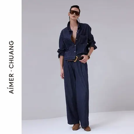 爱慕·CHUANG以爱之名-游牧女士含羊毛牛仔风休闲直筒裤CA822011商品大图