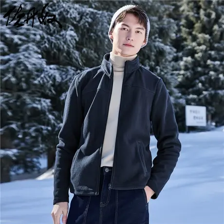 佐丹奴外套男装摇粒绒针织纯色立领开胸夹克外套 01071853图片