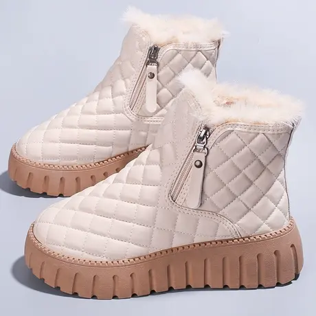 双拉链雪地靴女冬季2023新款加绒高帮鞋子加厚保暖厚底东北大棉鞋商品大图