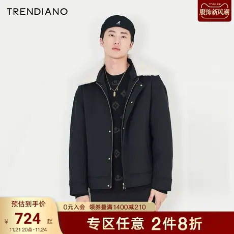 TRENDIANO官方男装冬季新款翻领夹棉棉衣外套男商品大图