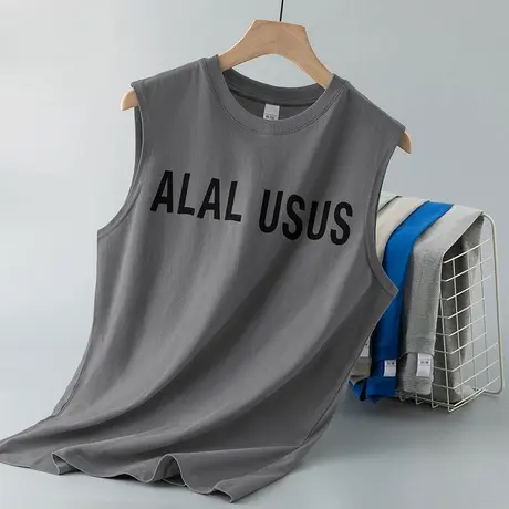 男士背心纯棉无袖t恤夏季外穿健身运动宽肩坎肩全棉跨栏篮球汗衫商品大图