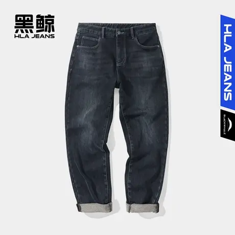 黑鲸HLAJEANS海澜之家旗下潮牌加厚保暖牛仔裤男磨毛内里图片