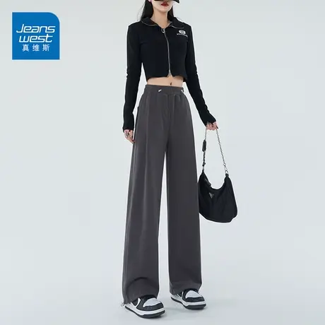 真维斯休闲两穿卫裤女2023新款韩版宽松洋气垂感显瘦阔腿裤女商品大图