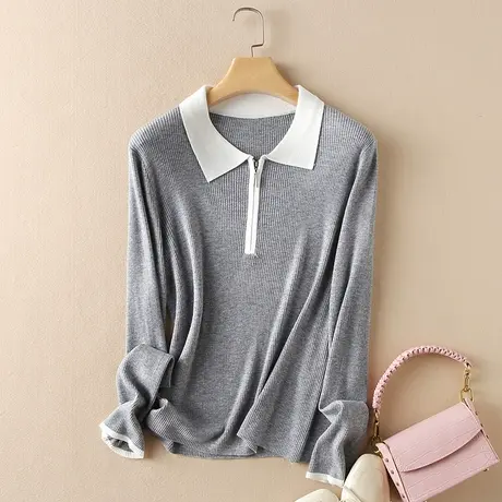 羊毛衫春装女2024新款毛衣女宽松方领套头上衣短款爆款针织打底衫图片
