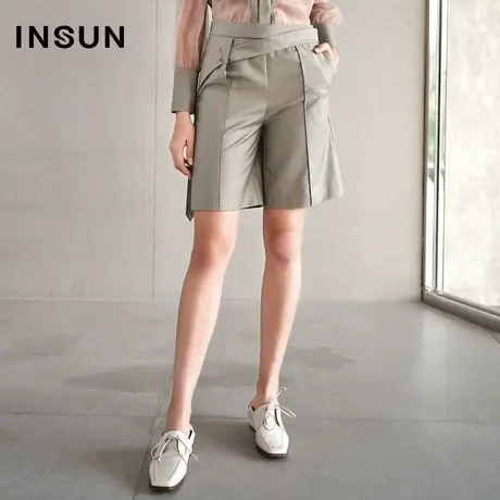 INSUN恩裳夏季宽松直筒垂感短裤图片