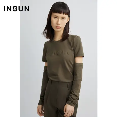 INSUN恩裳秋季丝光棉双面布断层袖针织衫商品大图