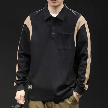 重磅polo领卫衣男秋季新款潮牌大码男士长袖t恤内搭打底男款秋冬图片