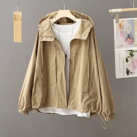 休闲连帽外套女春秋风衣宽松百搭夹克上衣2024新款爆款学生棒球服图片
