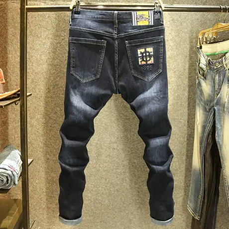 秋冬款加绒加厚男士牛仔裤修身小直筒裤子潮流百搭青年弹力长裤厚图片