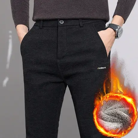 2024年新款冬季保暖加厚抓绒休闲裤子秋冬款男士加绒防寒加棉西裤商品大图