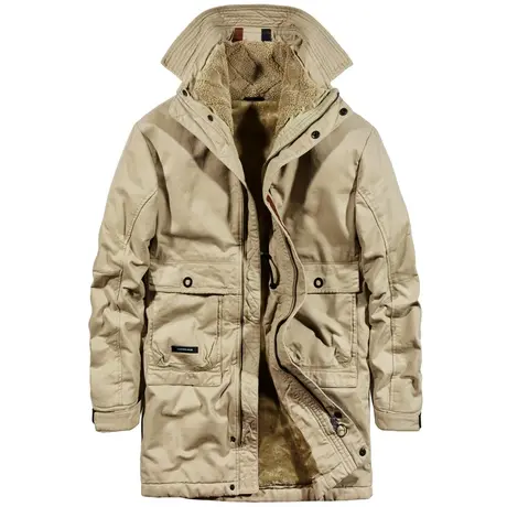 VIP冬装棉衣男中长款大码宽松纯棉工装外套加绒加厚棉服保暖棉袄商品大图