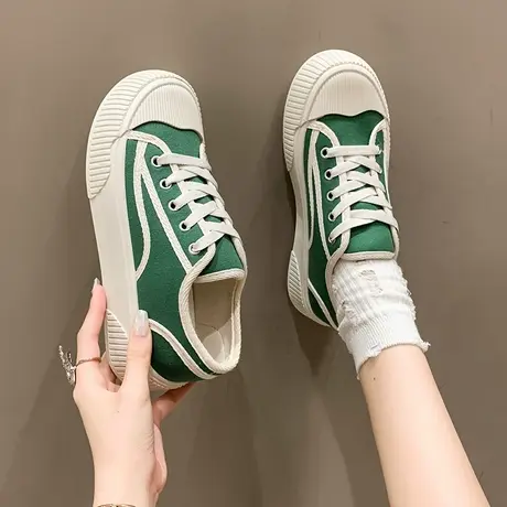 厚底帆布鞋女2023新款夏秋季女鞋子小白鞋百搭小众大头鞋学生板鞋图片
