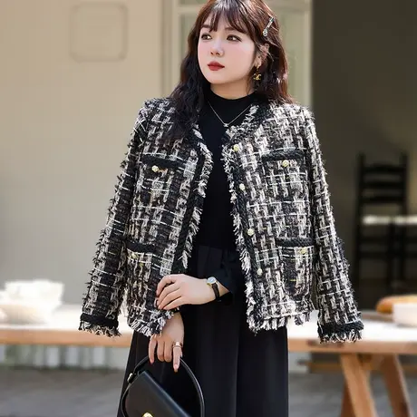 春冬新款大码女装胖妹妹气质名媛夹棉加厚短款外套显瘦宽松200斤图片