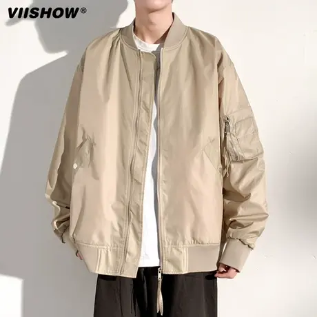 VIISHOW美式飞行员夹克男款秋冬季复古高街宽松棒球服男防风外套商品大图