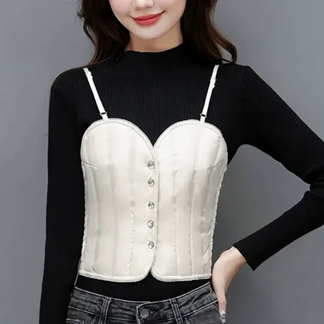 羽绒吊带马甲女内穿白鸭绒短款背心秋冬季羽绒服内胆轻薄修身内搭图片