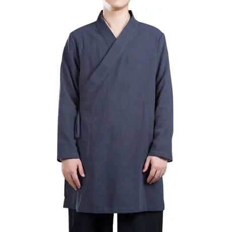 秋季男士中国风麻料汉服外套男复古中长款禅修居士服茶服男僧衣图片