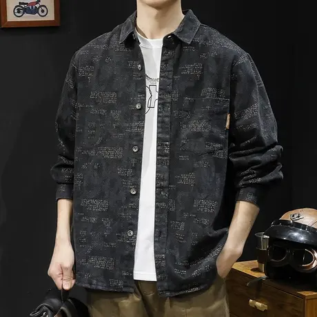 春季2024新款日系衬衫男长袖春秋款男装大码男士衬衣外套上衣休闲商品大图