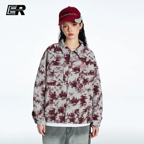 ER水墨风牛仔衬衫2024春季新款小众潮牌时尚情侣外套男女同款商品大图