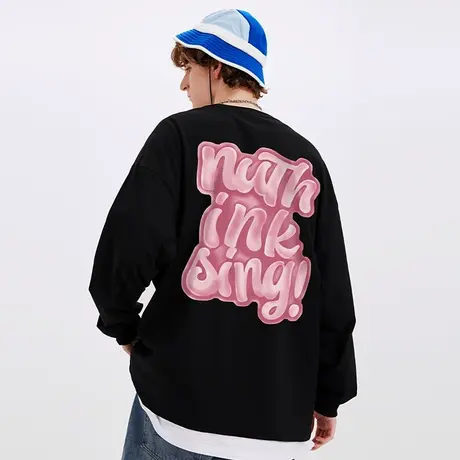 Nuthink美式高街涂鸦长袖T恤 男潮牌宽松潮流2023冬季新款上衣潮商品大图