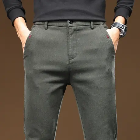 军绿色宽松直筒男士商务西裤春秋款西装裤秋季2023年新款休闲裤子商品大图