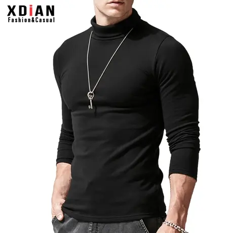 半高领打底衫男长袖T恤加绒加厚中领保暖上衣秋冬季修身紧身秋衣商品大图