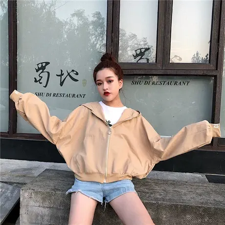 小清新棒球服少女春秋装2021新款初中学生韩版宽松上衣服短款外套商品大图