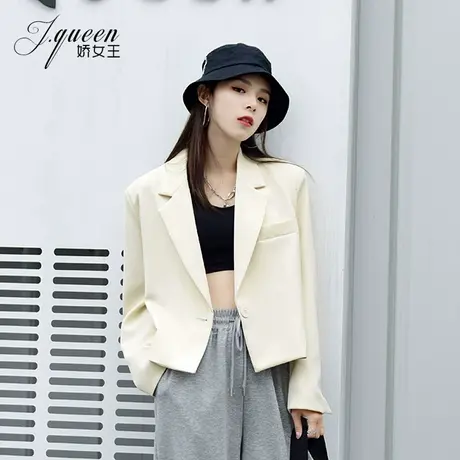 小西装外套女秋季韩版小众时尚不规则小个子宽松休闲显瘦短款西服商品大图