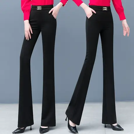 高腰喇叭裤女显瘦显高直筒垂感拖地裤子2023年早春新款复古马蹄裤图片