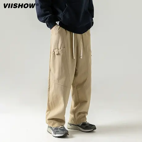 VIISHOW直筒休闲裤男子宽松美式阔腿工装裤大码潮牌高街运动裤子商品大图