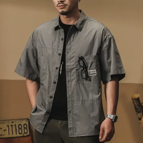 Modi Nick/摩帝尼克潮流宽松衬衫简约时尚百搭休闲男装纯色大码图片