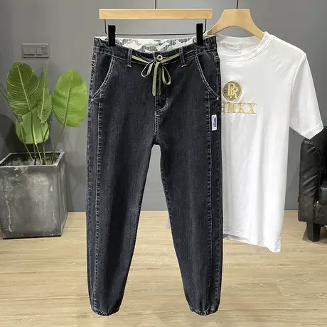哈伦垮裤男款九分牛仔裤男士束脚宽松夏季薄款休闲男裤子潮牌痞帅图片