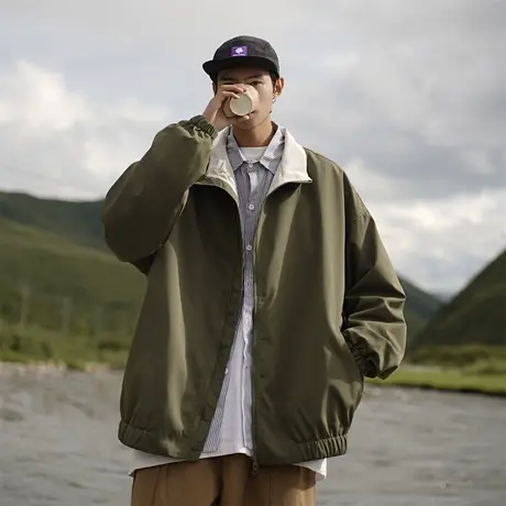 美式复古夹克外套男款春秋季新款日系潮牌山系大码工装冲锋衣男装商品大图