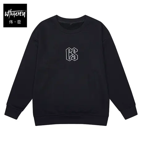 伟臣2022秋冬新品大码男士圆领卫衣胖子加肥加大宽松印花肥佬上衣商品大图