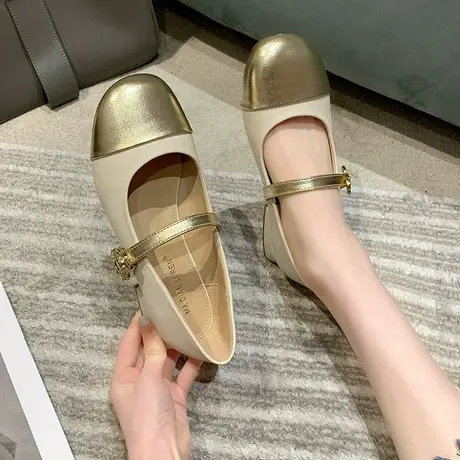 女士玛丽珍鞋夏季2023年新款浅口单鞋低跟粗跟高级法式小香风女鞋商品大图